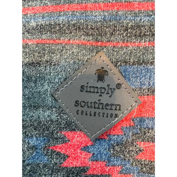 Simply Southern Black Sequined Red Grey Aztec Long Sleeve Dress Large NWT Gift - Picture 7 of 8